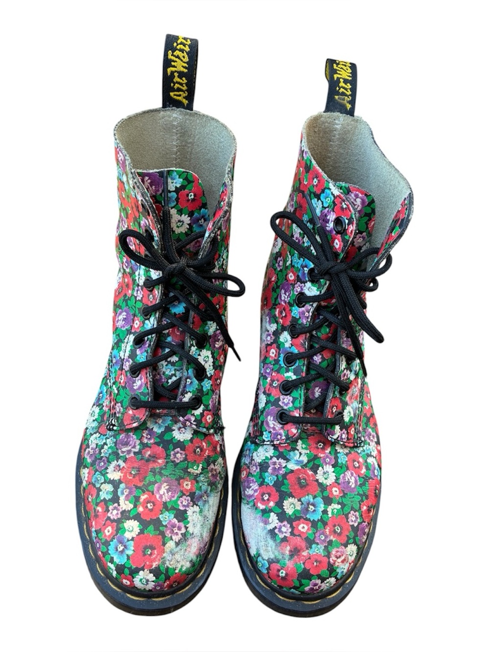 Dr. Martens 1460 Pascal Wild Poppy Floral Print Leather Combat Boots Size 8